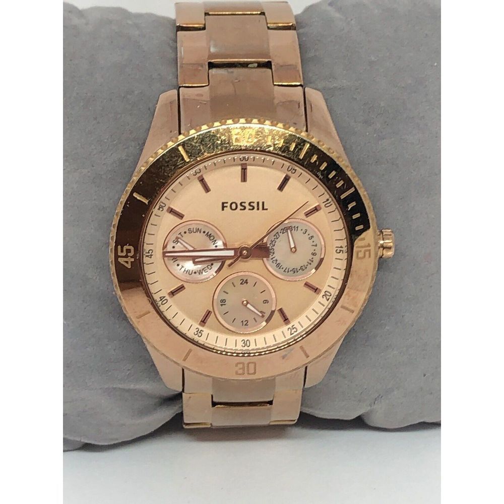 Fossil ES2859 Stella Women's Stainless Steel Analog Rose Gold Dial Watch KG408